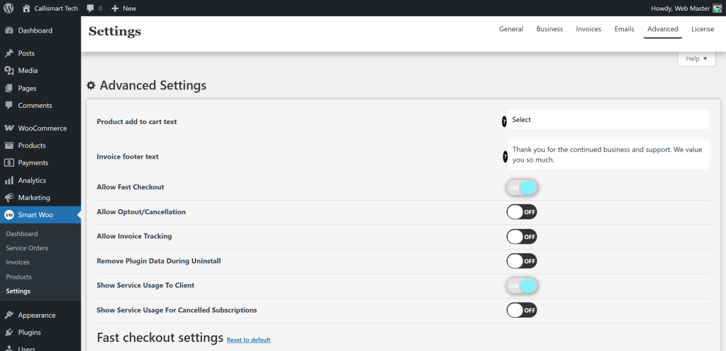 smart woo advanced settings 1