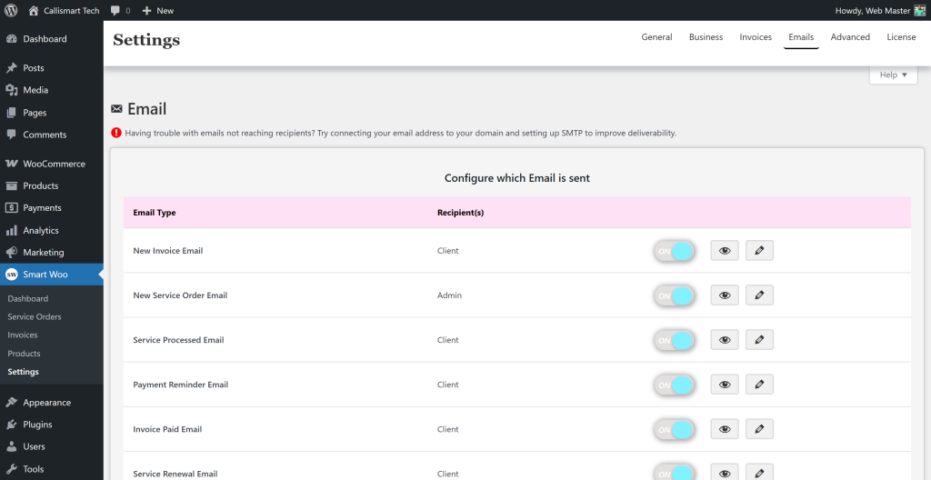 smart woo email settings 1