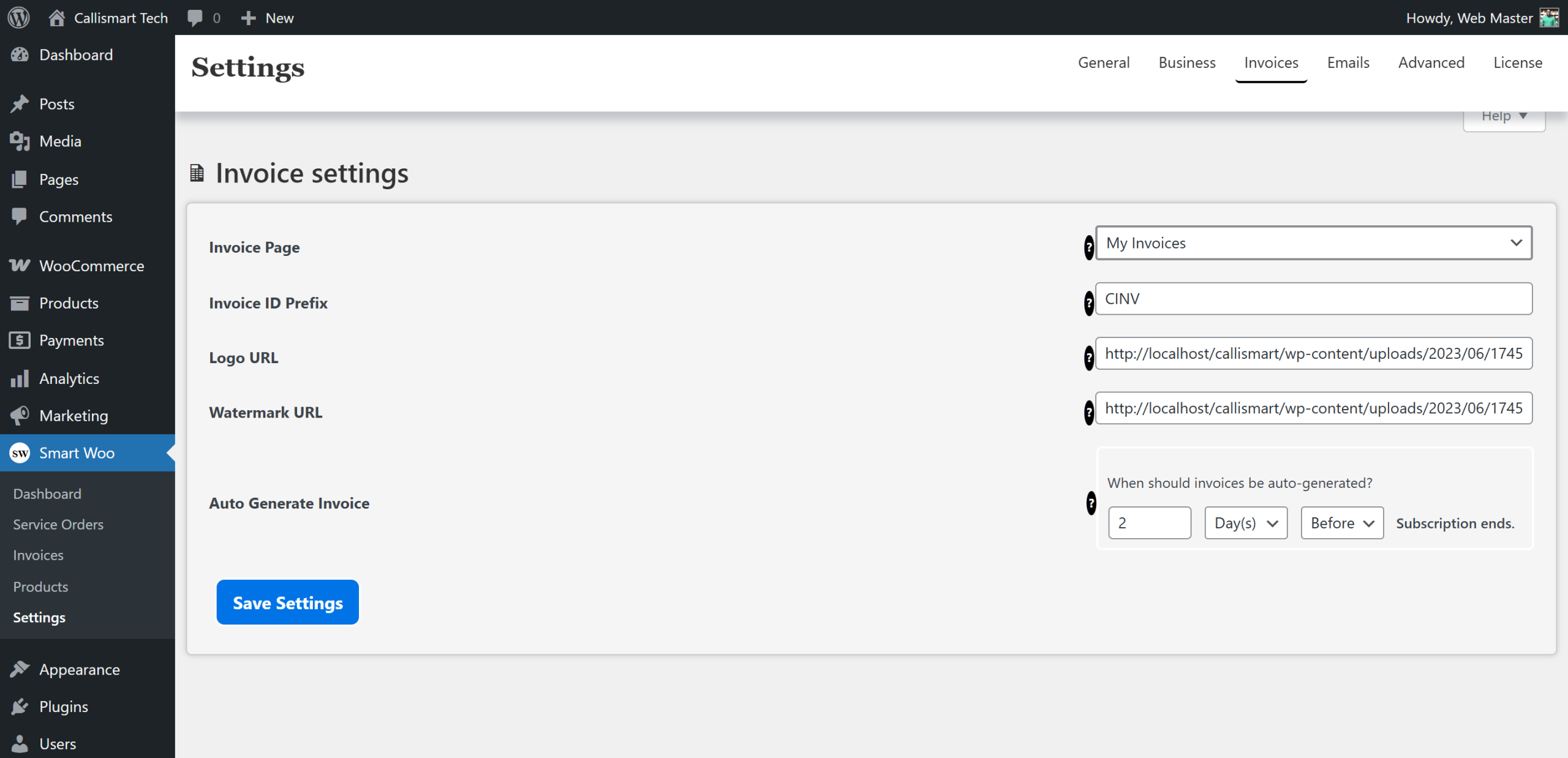 smartwoo invoice settings scaled